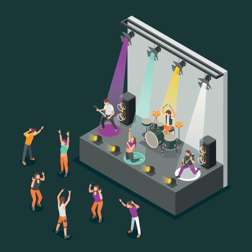 Rock Music Isometric vector