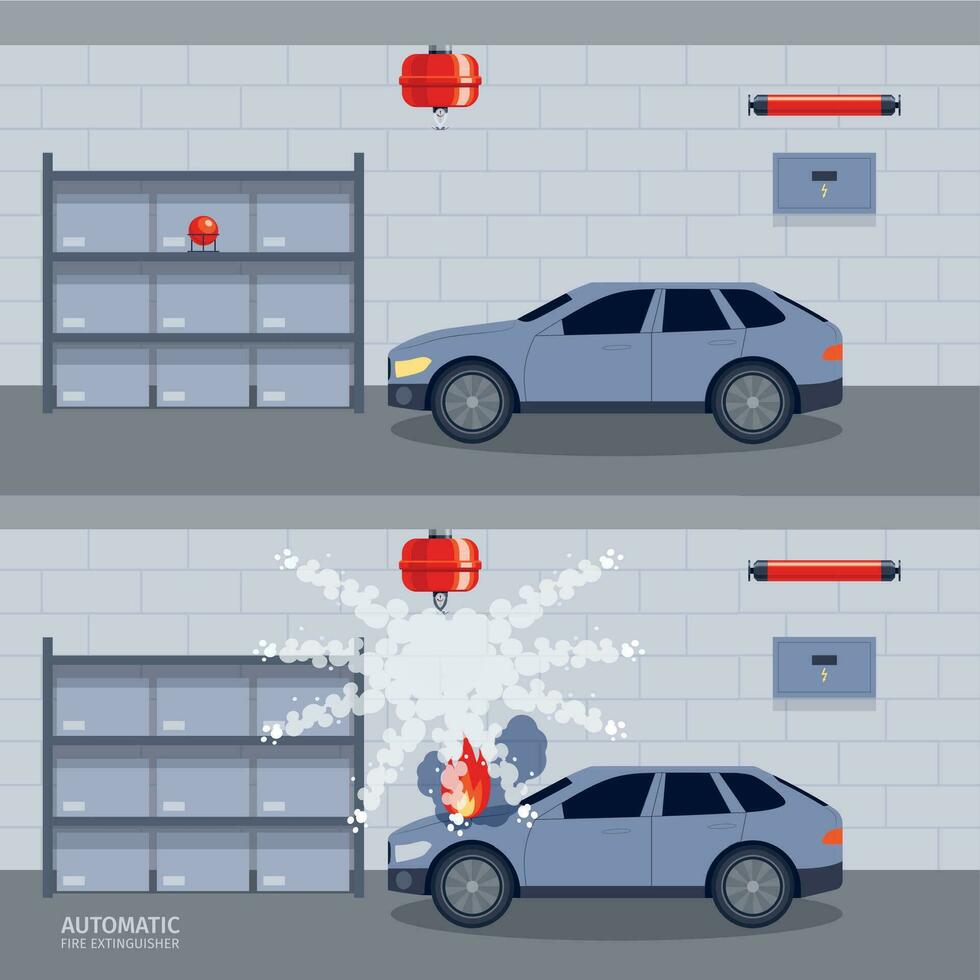 Fire Extinguisher Parking Composition vector