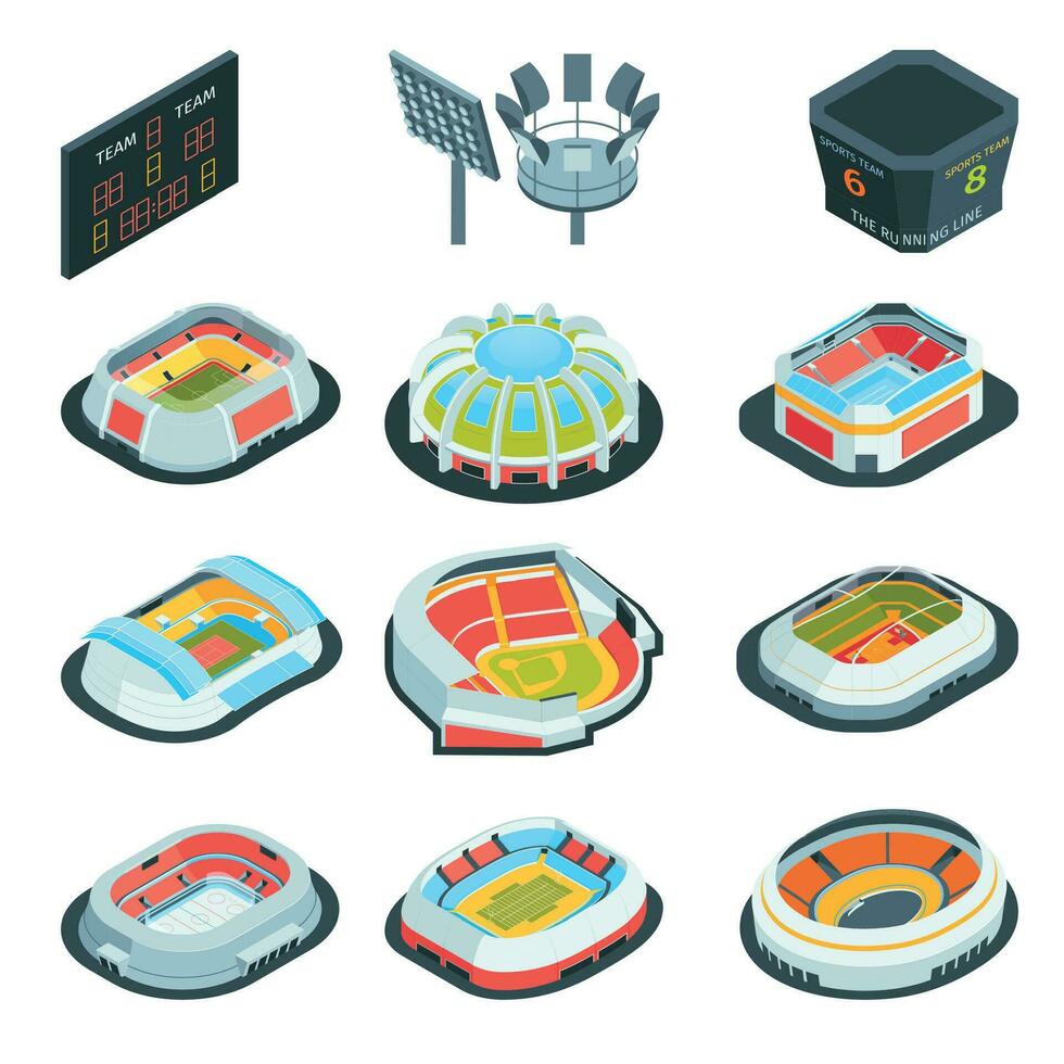 isométrica arena estadios conjunto vector