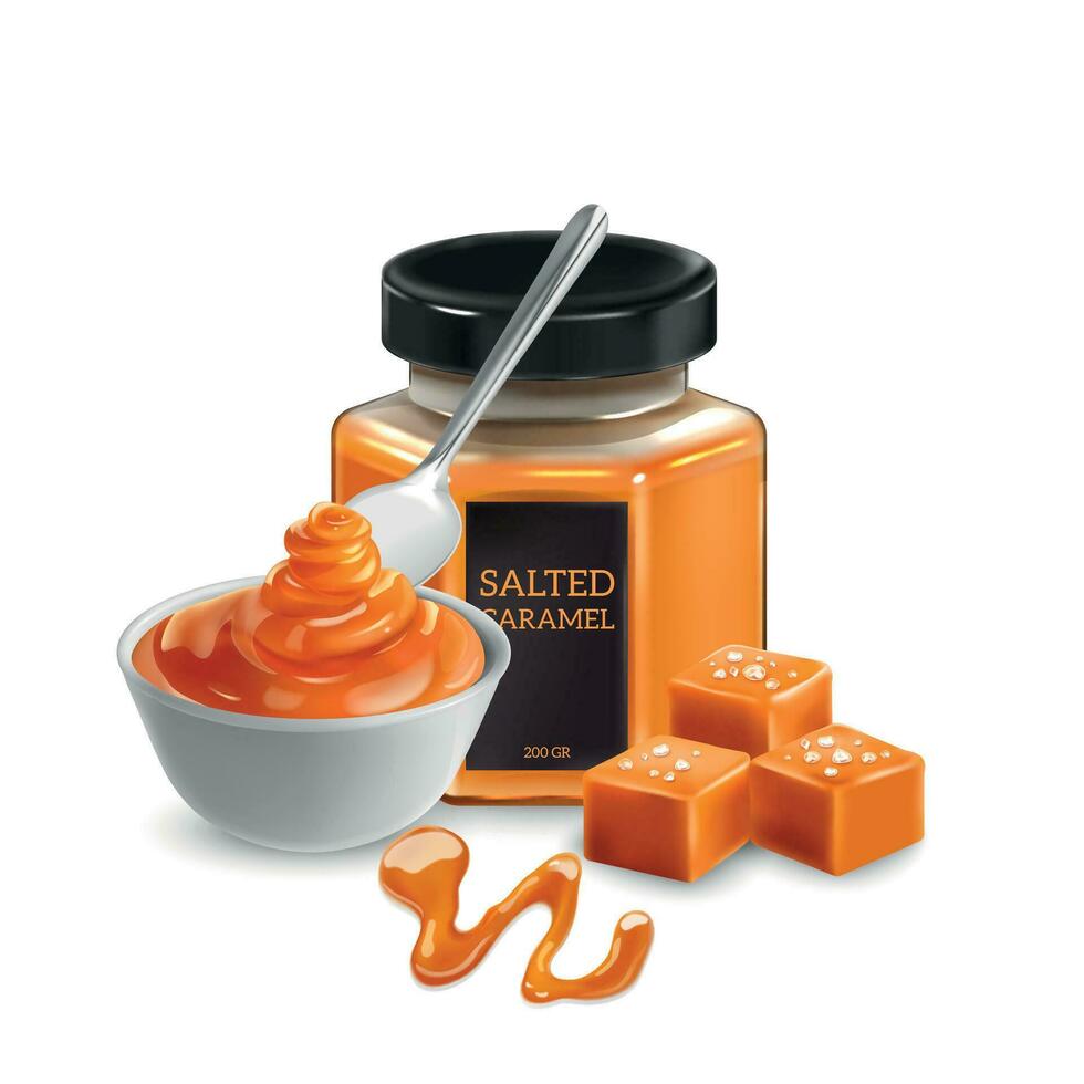 Salted Caramel Realistic Composition vector