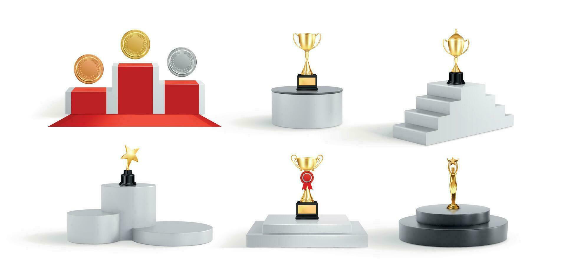 Ceremony Trophies Podiums Set vector