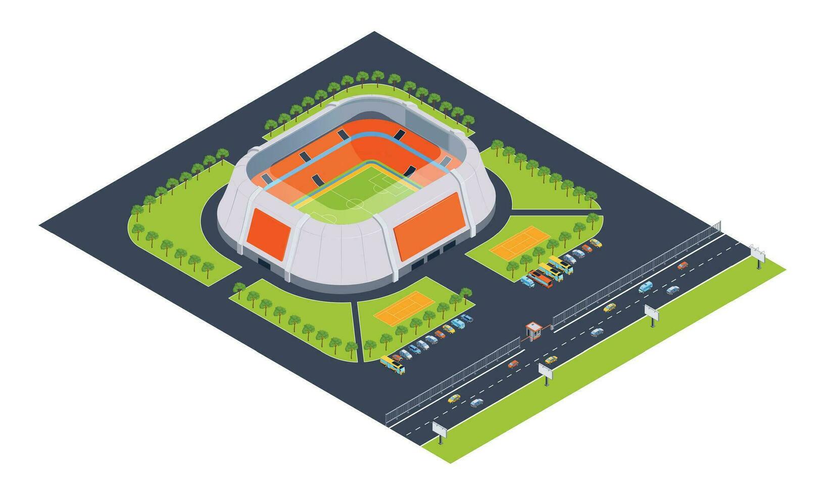 isométrica fútbol americano arena composición vector