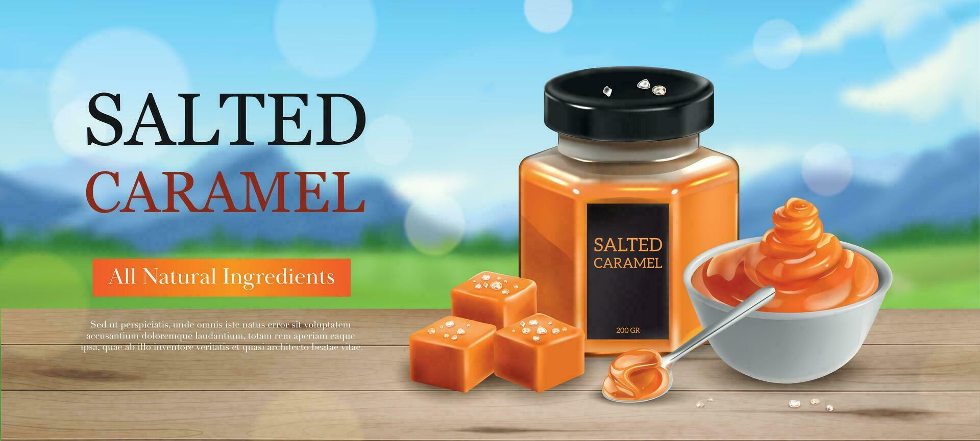 Salted Caramel Horizontal Ad Banner vector