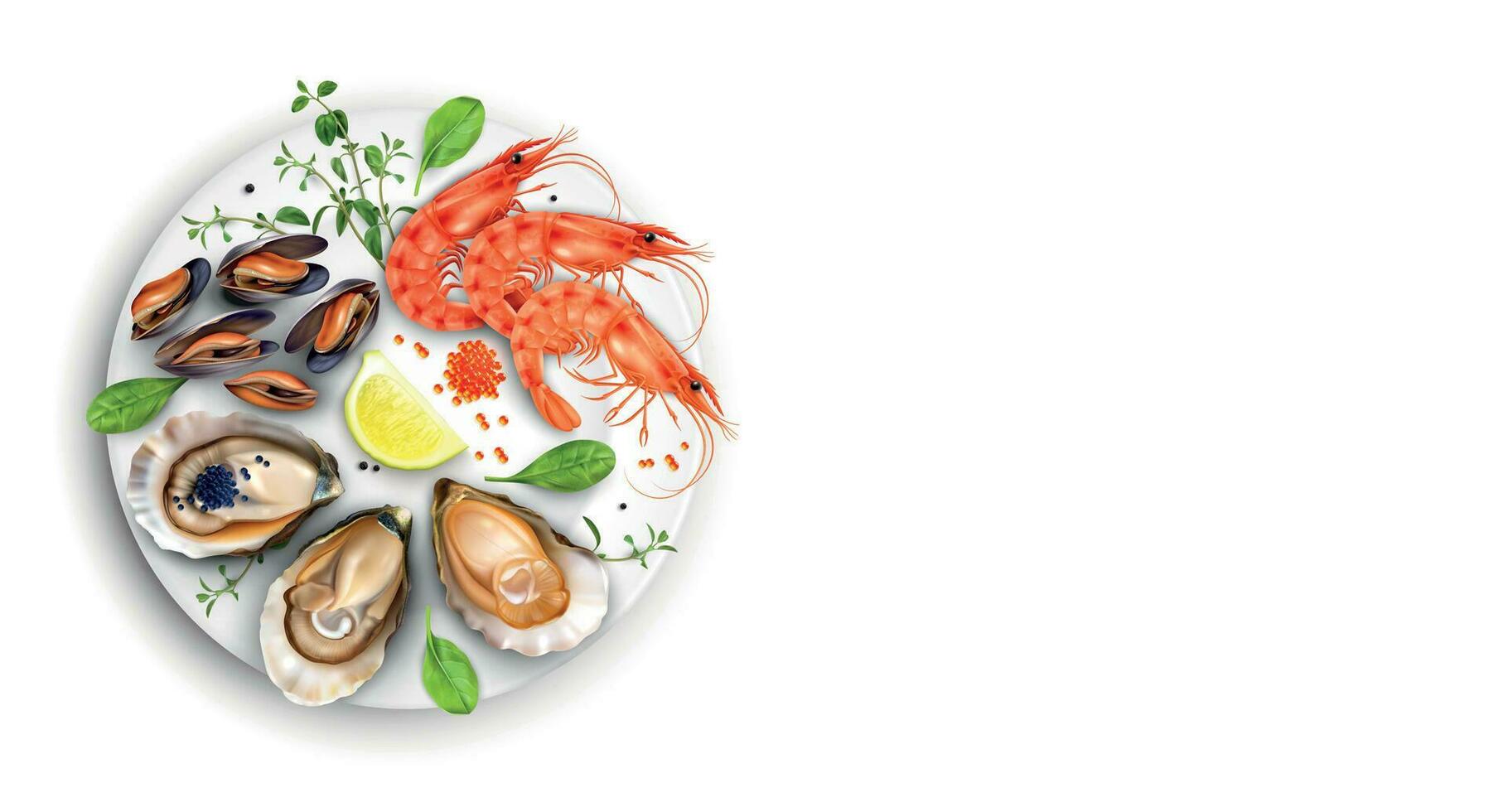 Seafood Plate Realistic Composition vector