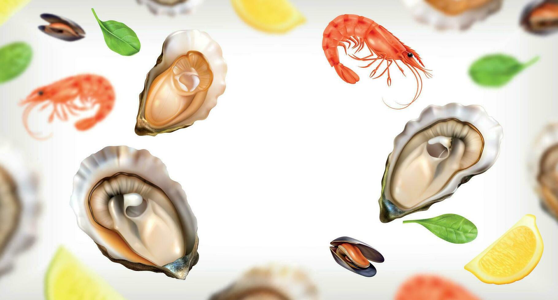 Seafood Realistic Background Composition vector