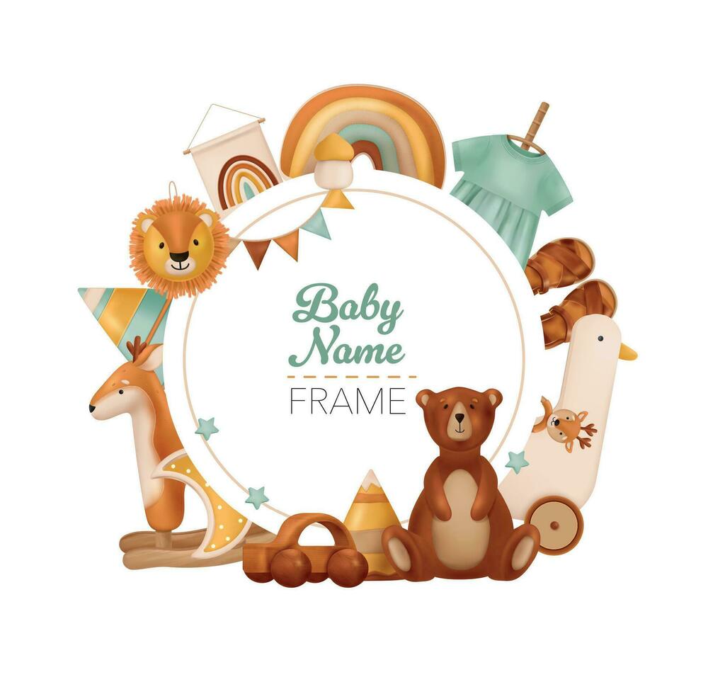 Baby Name Retro Frame vector