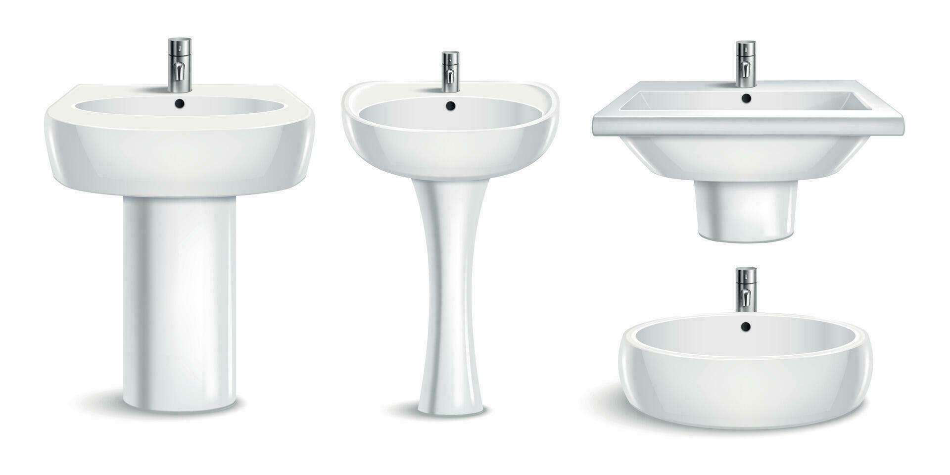 Realistic Sink Set vector