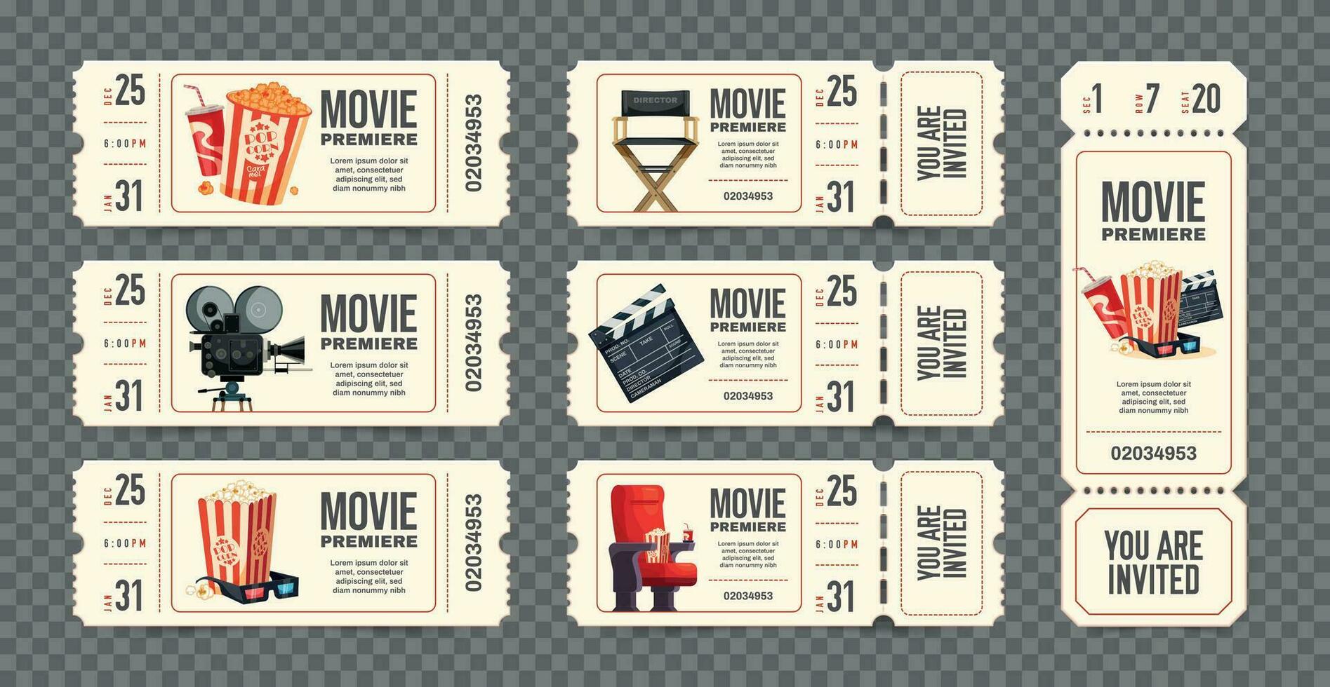 Cinema Tickets Set vector