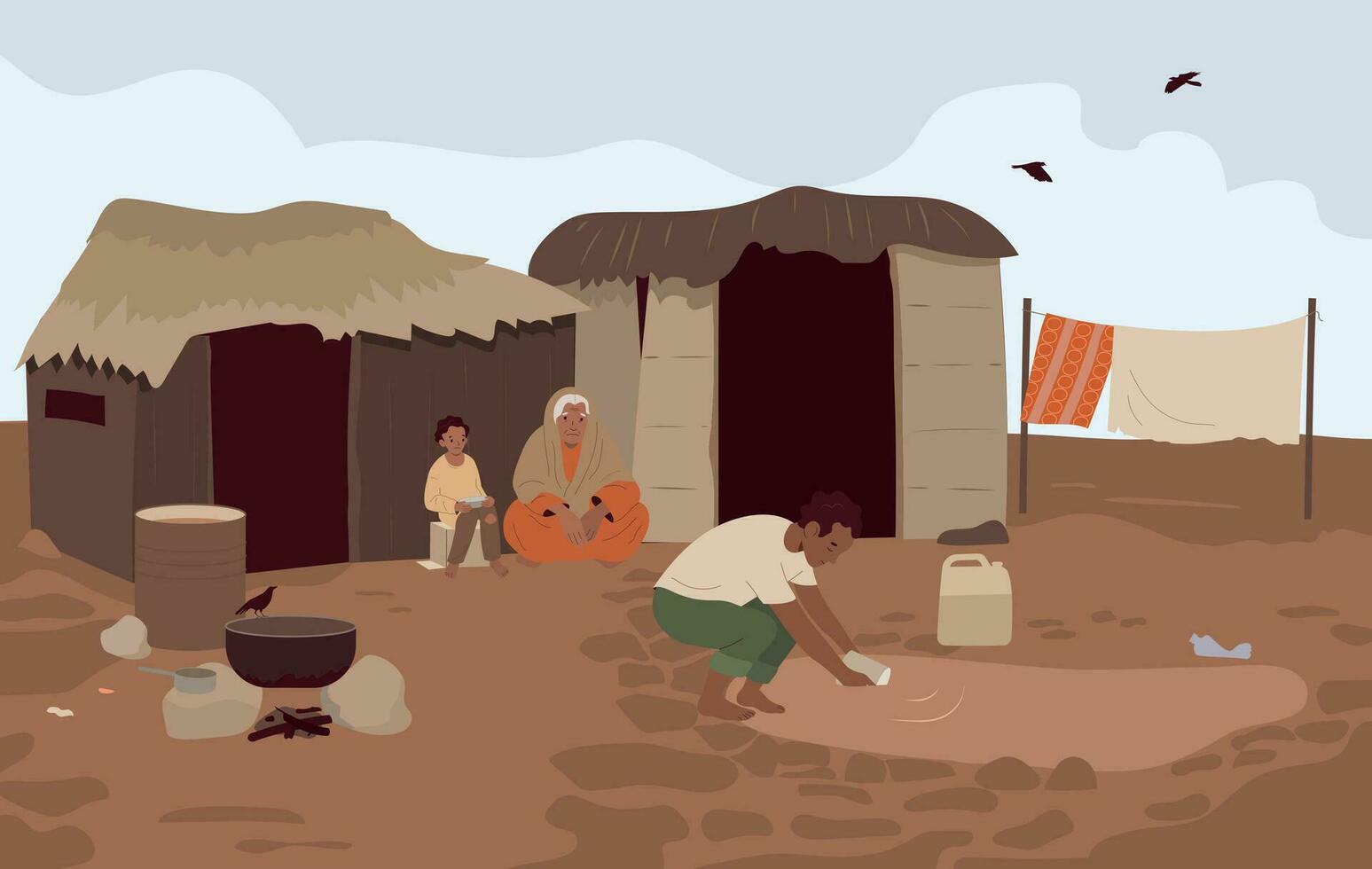 Hunger And Food Crisis Background vector