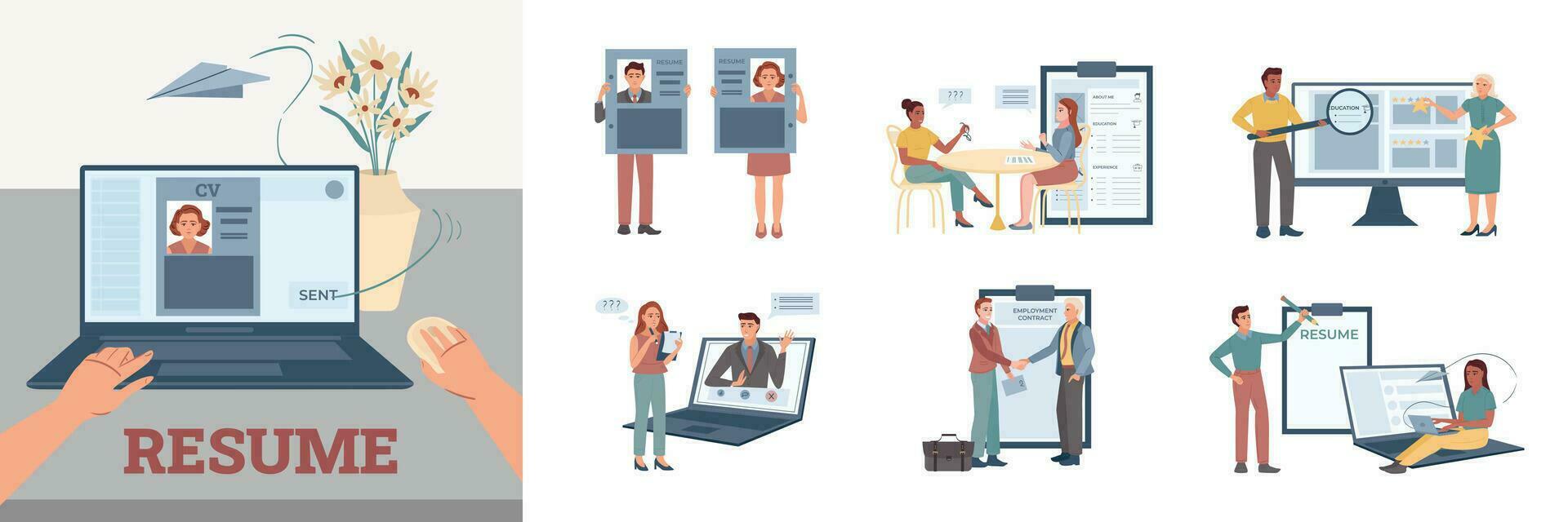 Resume Flat Composition Set vector