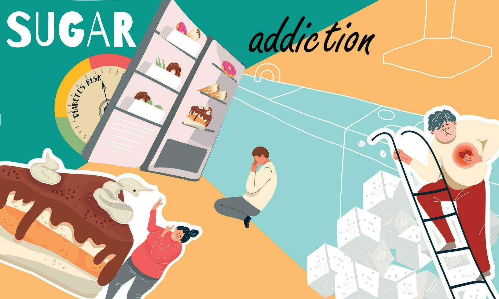 Sugar Addiction Flat Collage vector