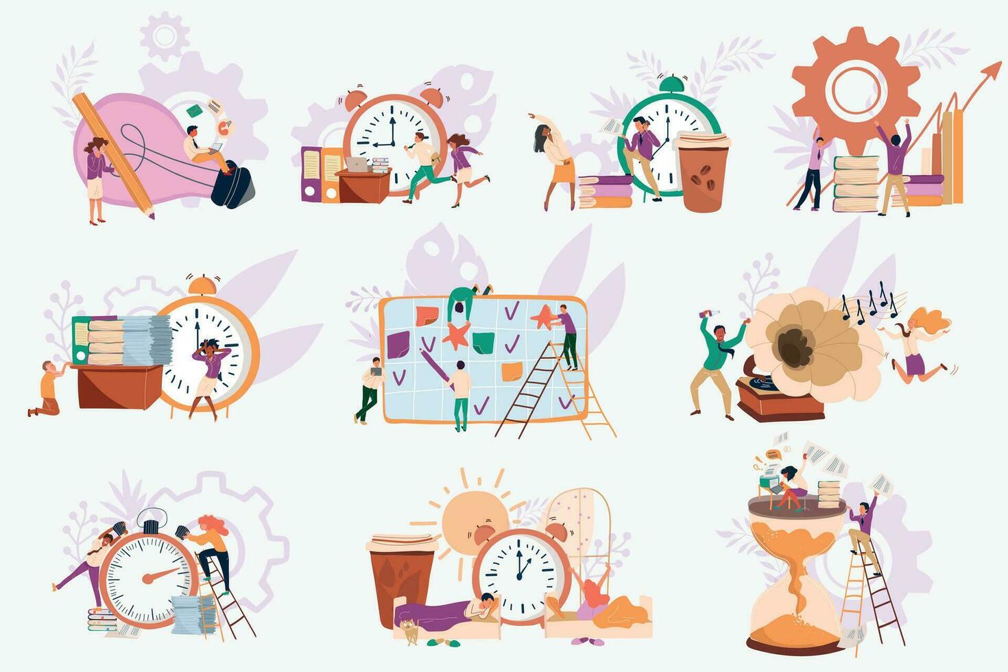 Work Week Flat Set vector