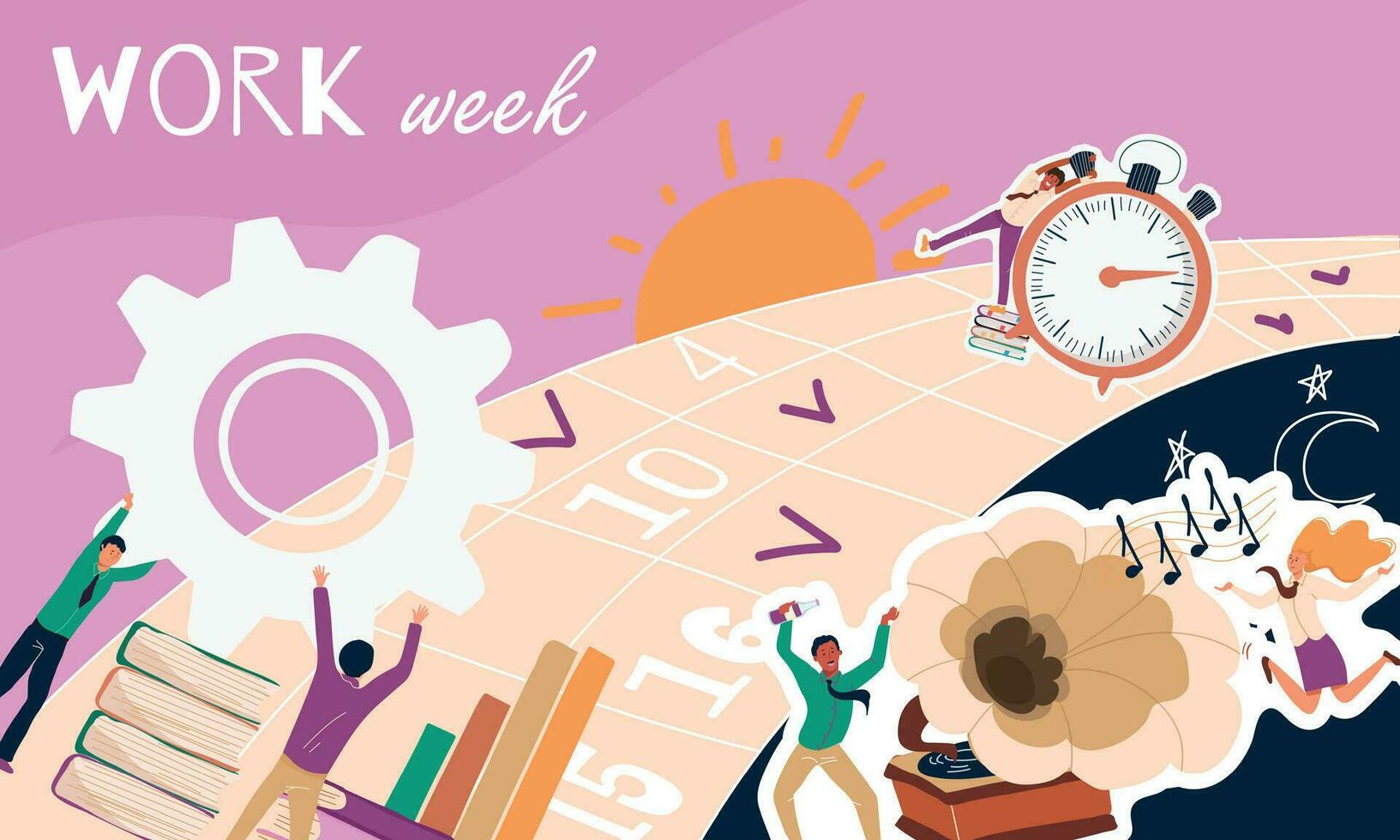 Work Week Collage vector