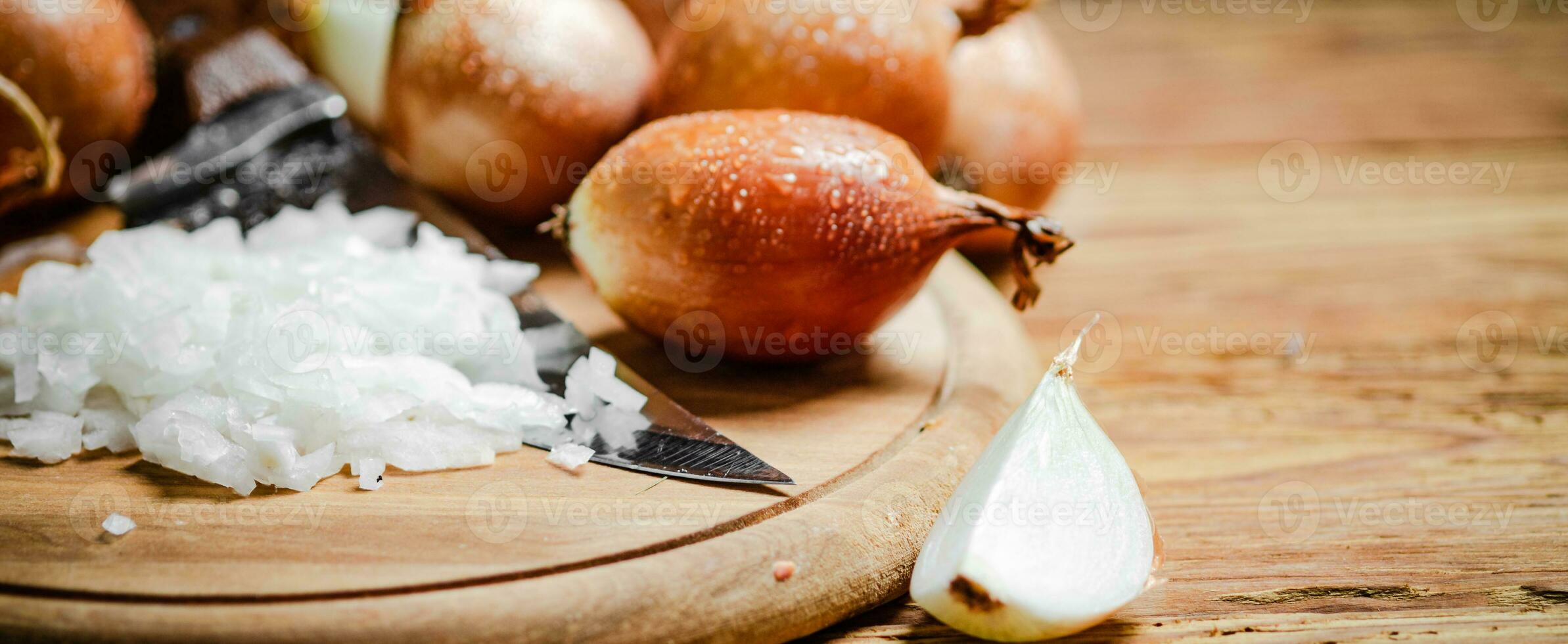 Fresh chopped onion. photo