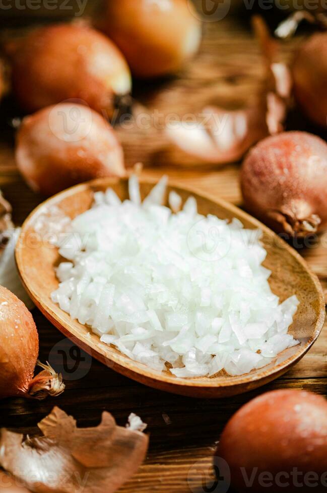 Fresh chopped onion. photo