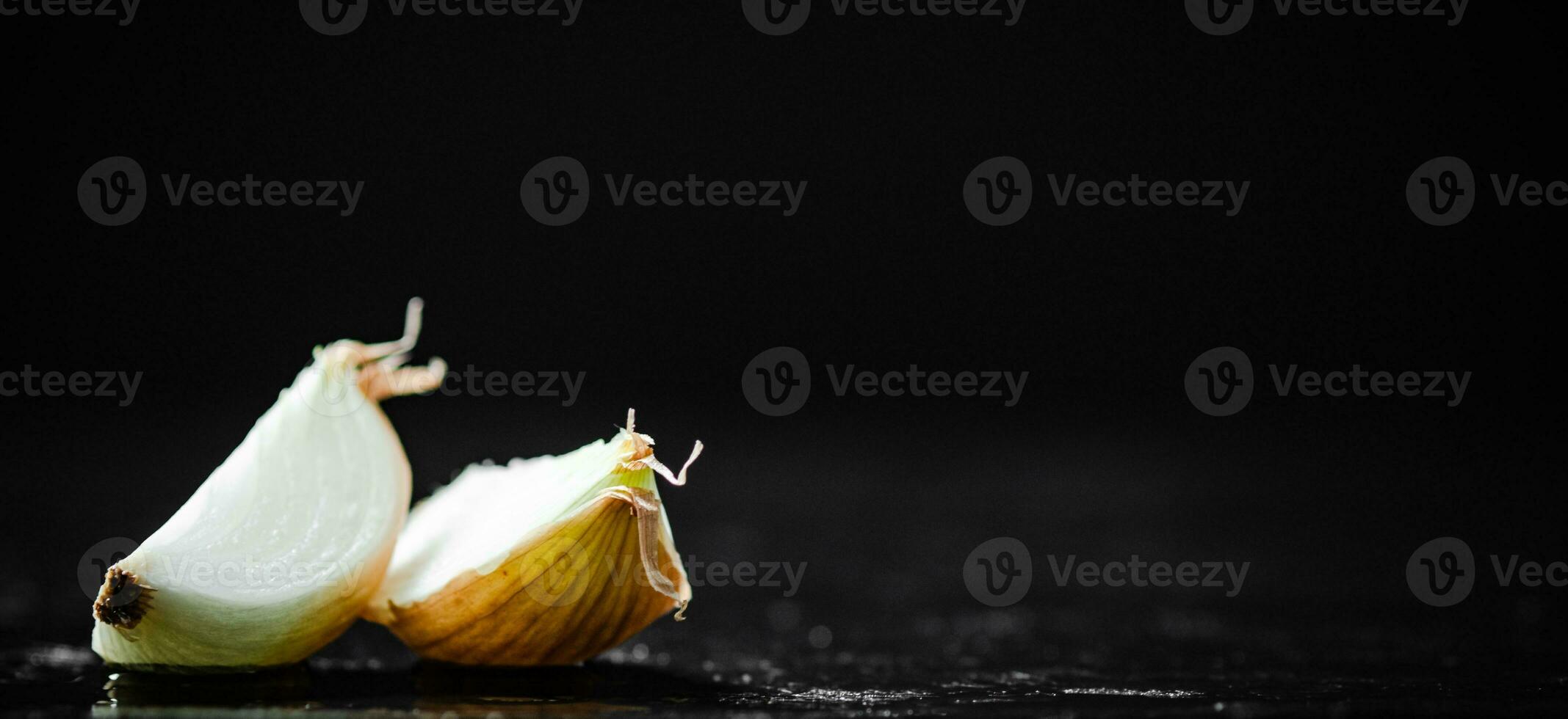 Fresh onions . On table photo
