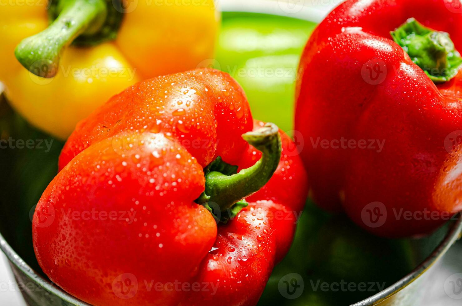Fresh sweet pepper. On white table. photo
