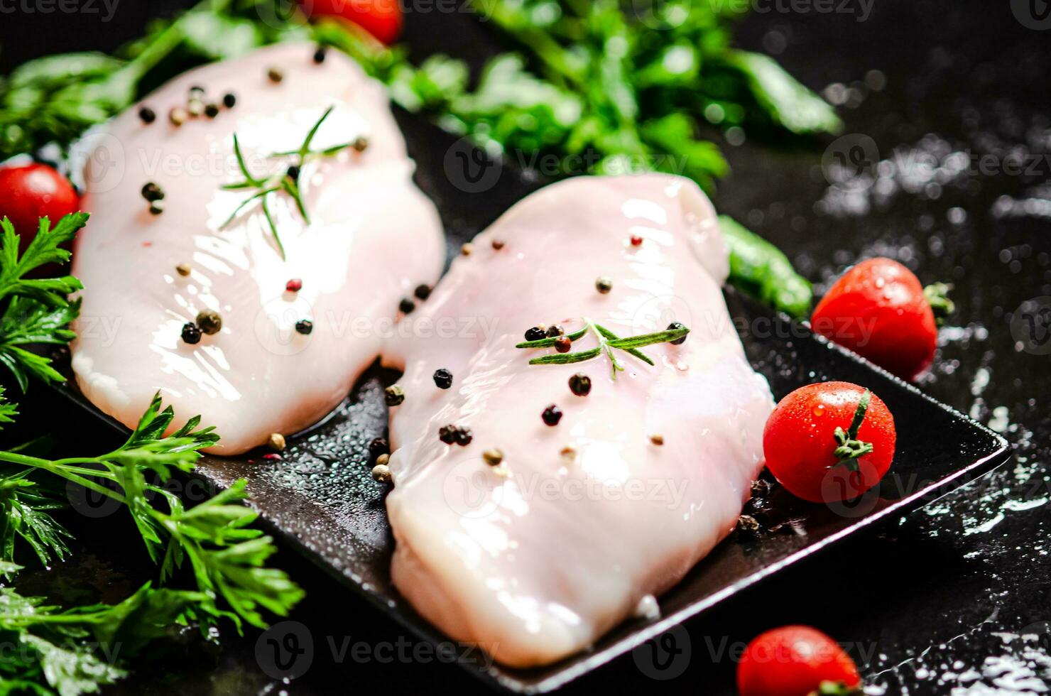 Fresh chicken fillet with spices. photo