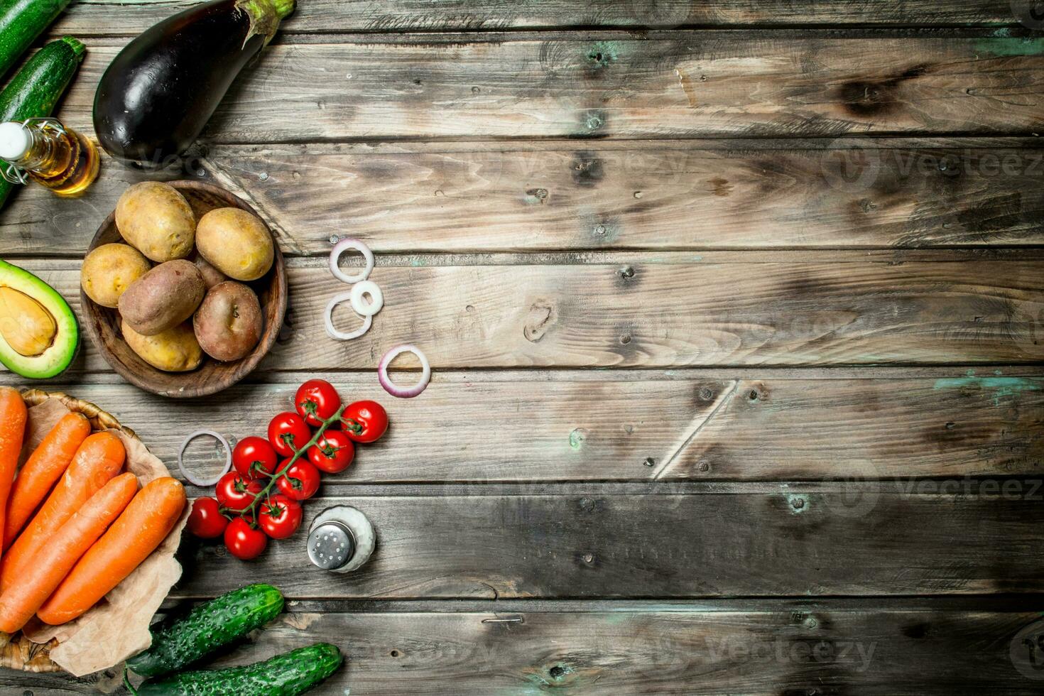 Healthy food. Ripe organic vegetables with spices. photo