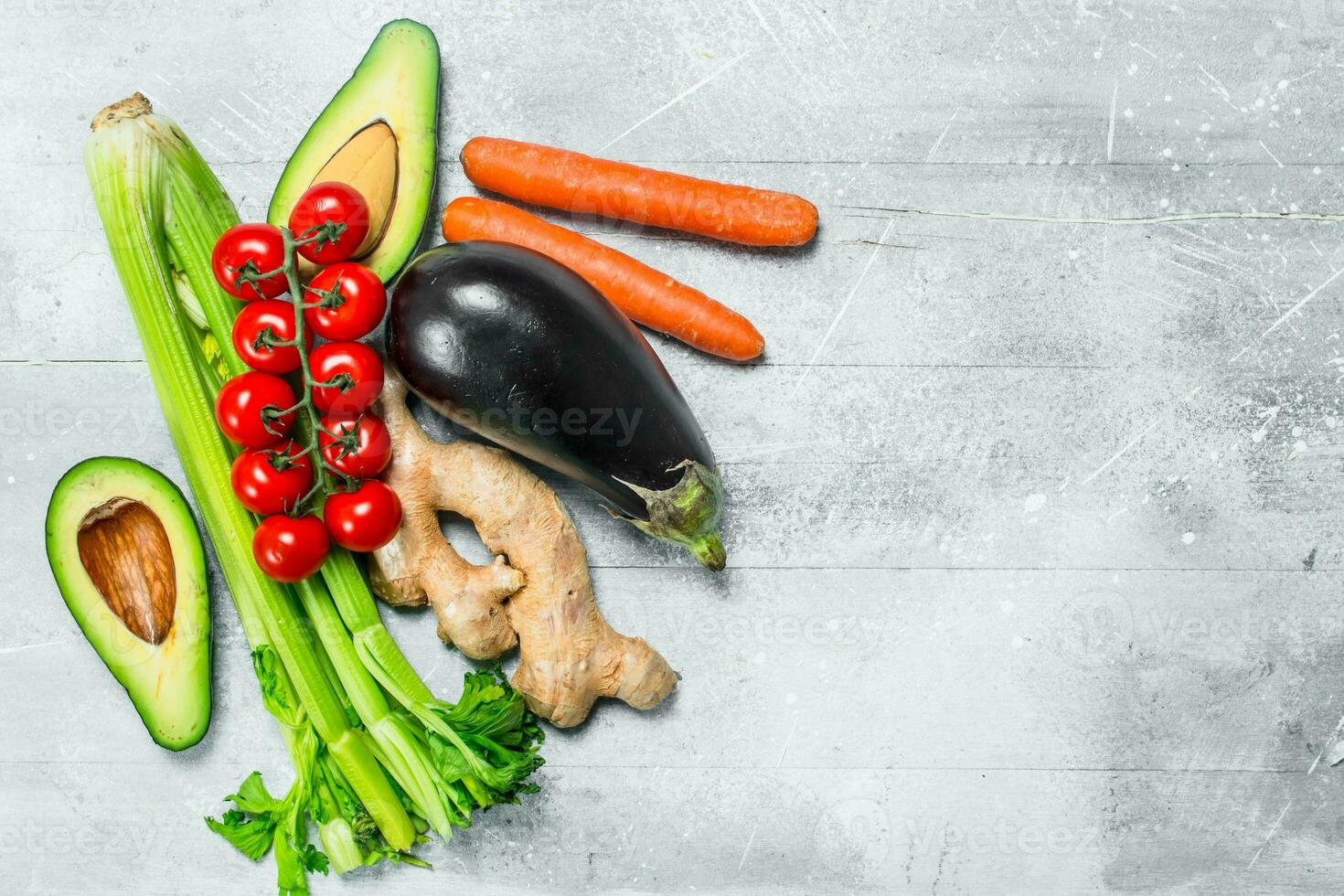 Organic food. Big assortment of healthy fruits and vegetables. photo