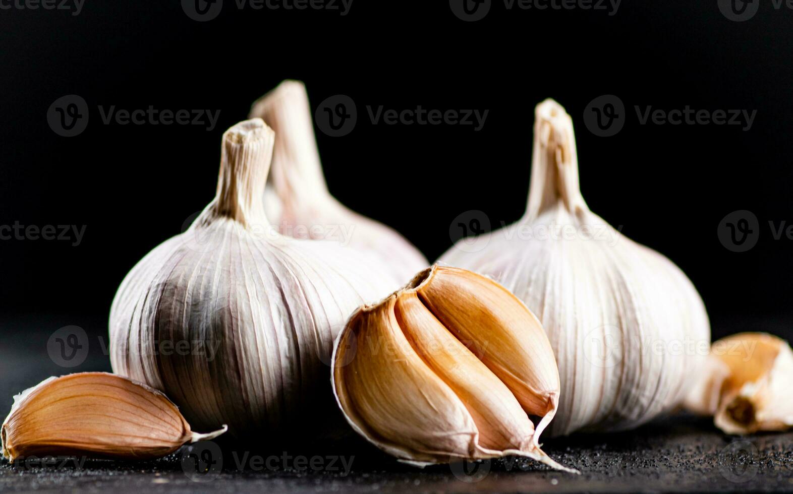 Fresh garlic on the table. photo