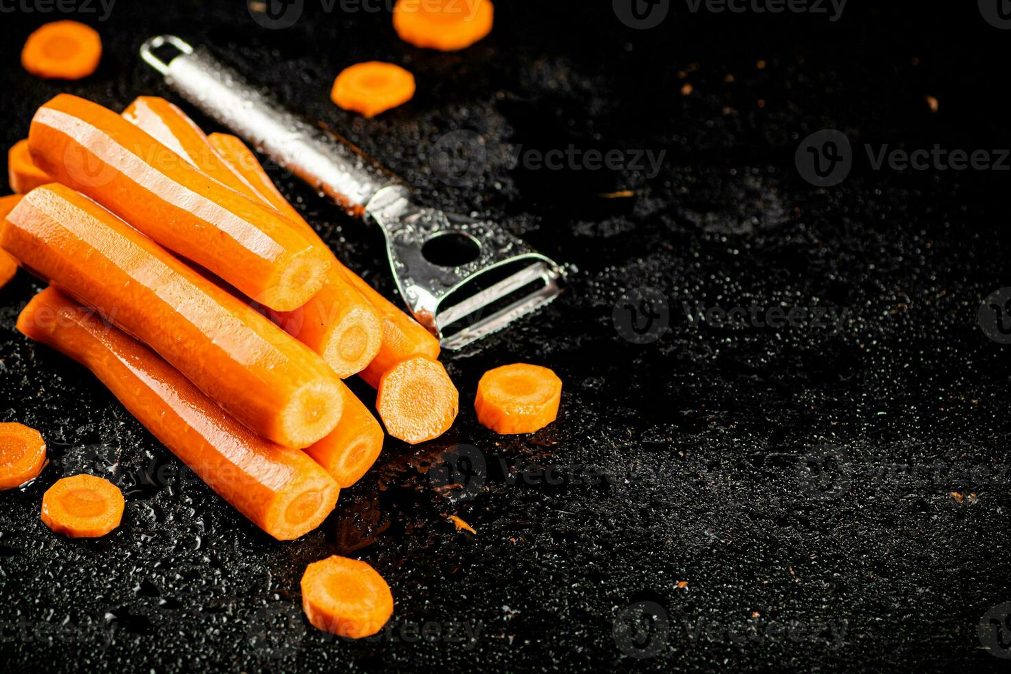 Fresh carrots on the table. photo