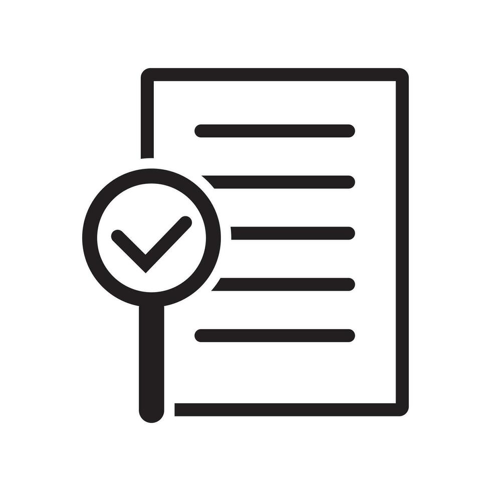 Audit icon. Simple element from audit collection. Document icon with magnifying glass and check mark. Filled Audit icon for templates, infographics and more. vector