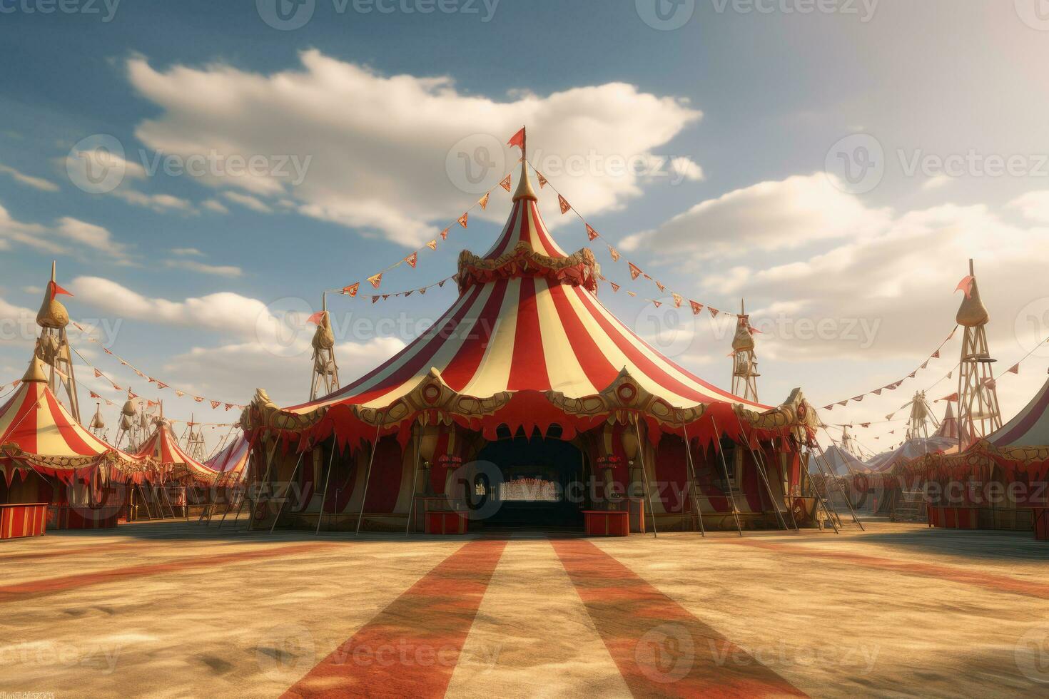 Circus tent at summer day. Generative AI photo