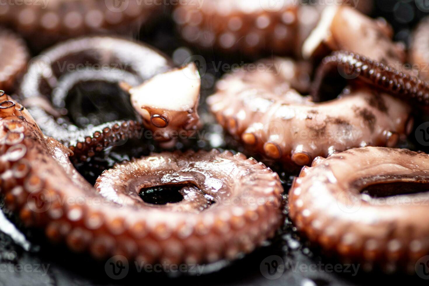 An octopus in a frying pan. photo