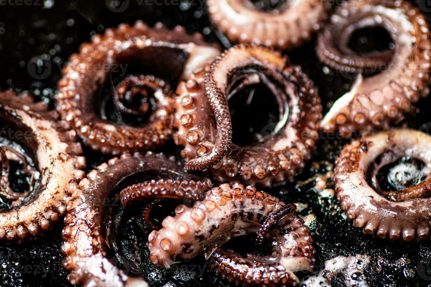 An octopus in a frying pan. photo