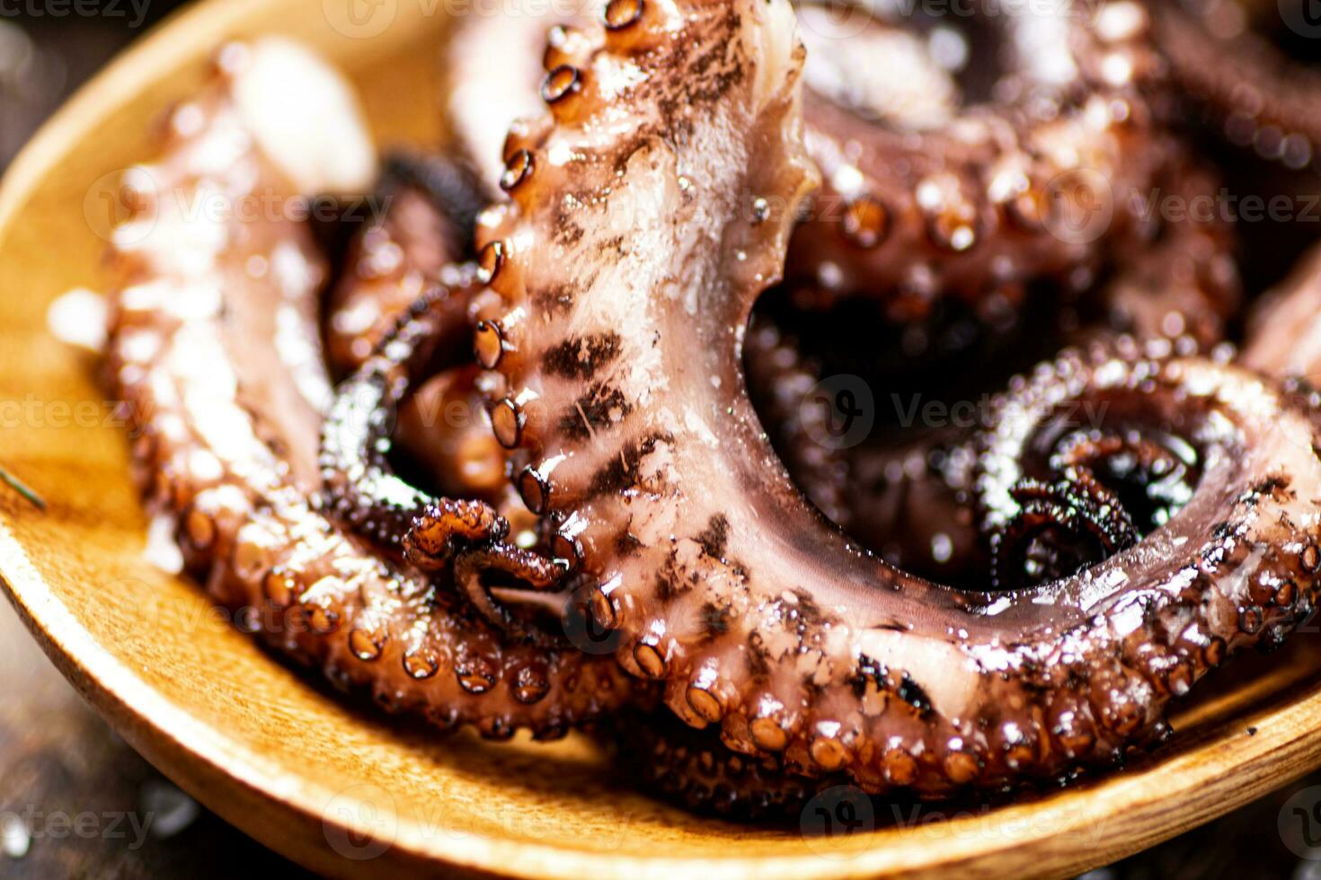 Fresh octopus on a plate. photo