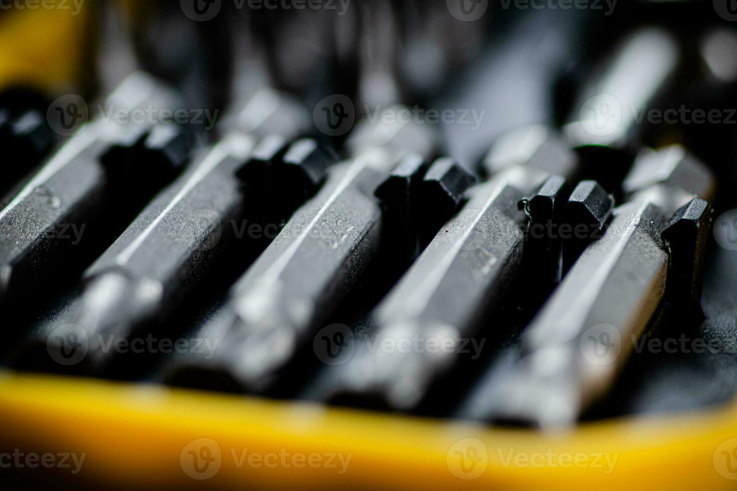 Set of construction bits. Macro background. photo