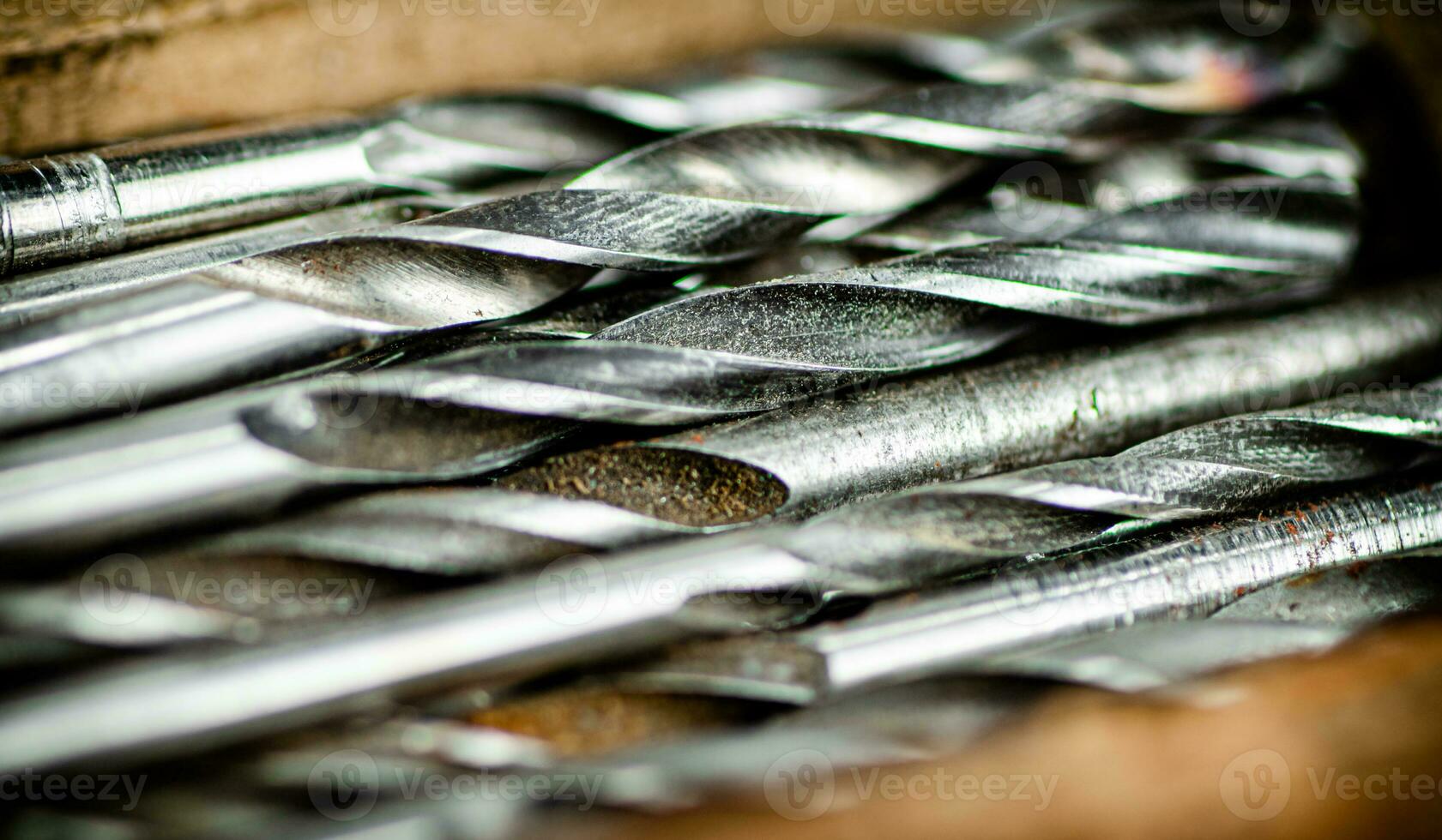 Various drill bits for drills. photo