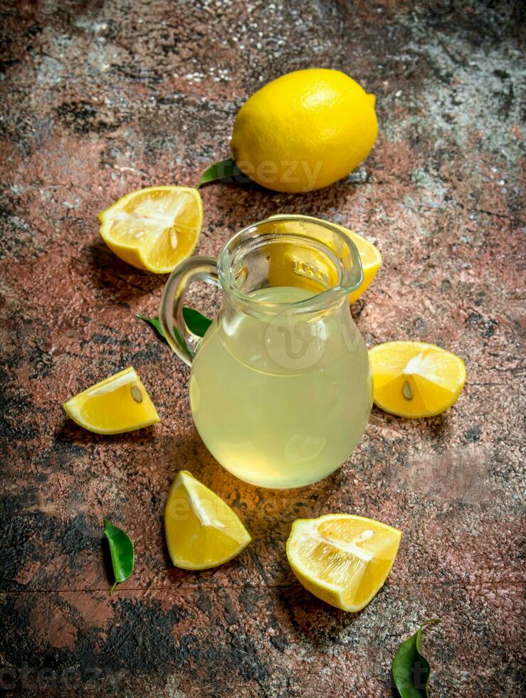Lemon juice in picher. photo