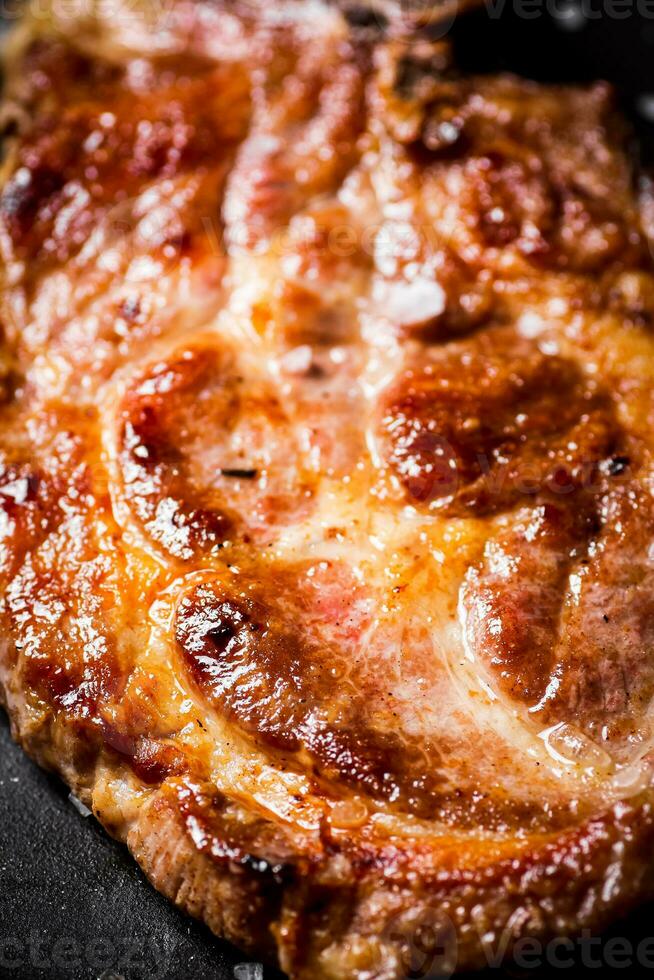 Grilled pork steak. Macro background. 31999881 Stock Photo at Vecteezy
