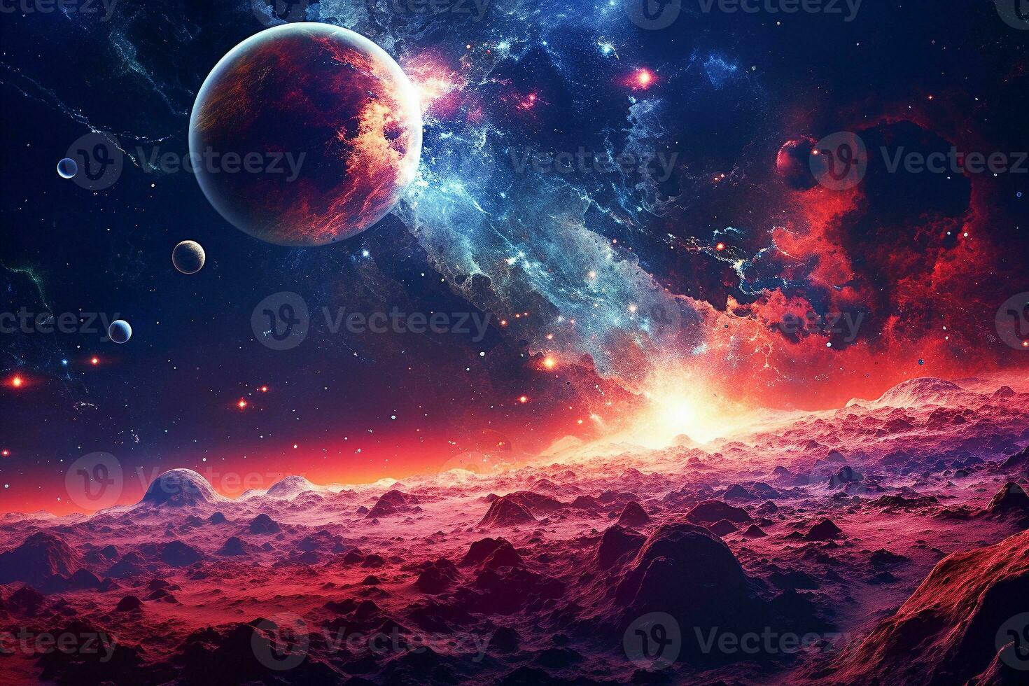 Space scene.  Planets, stars and galaxies. photo