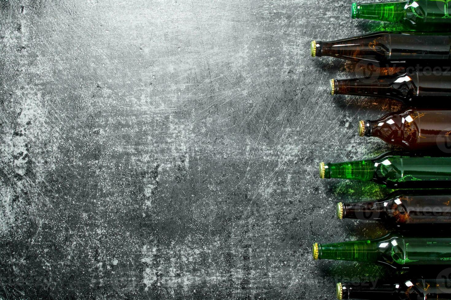 Beer in glass bottles. photo
