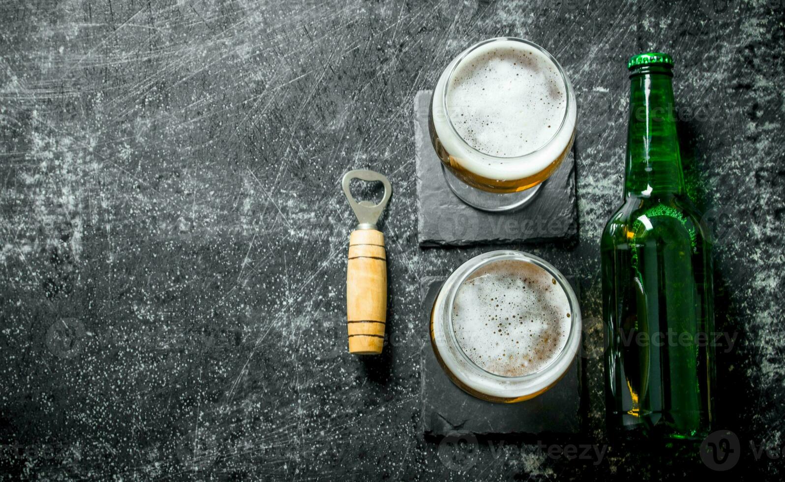 Beer in glasses on the stand. photo