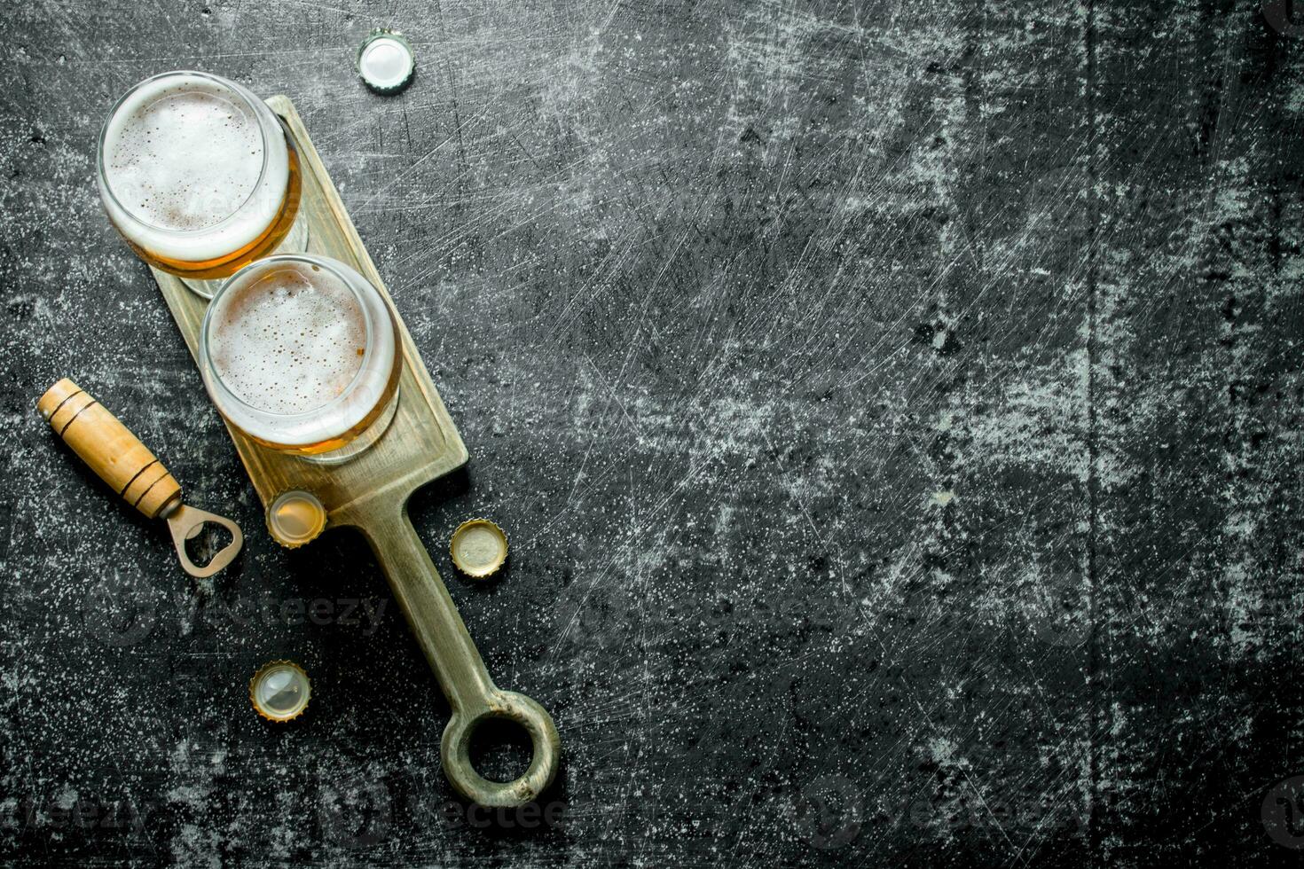 Beer in glasses on the stand. photo
