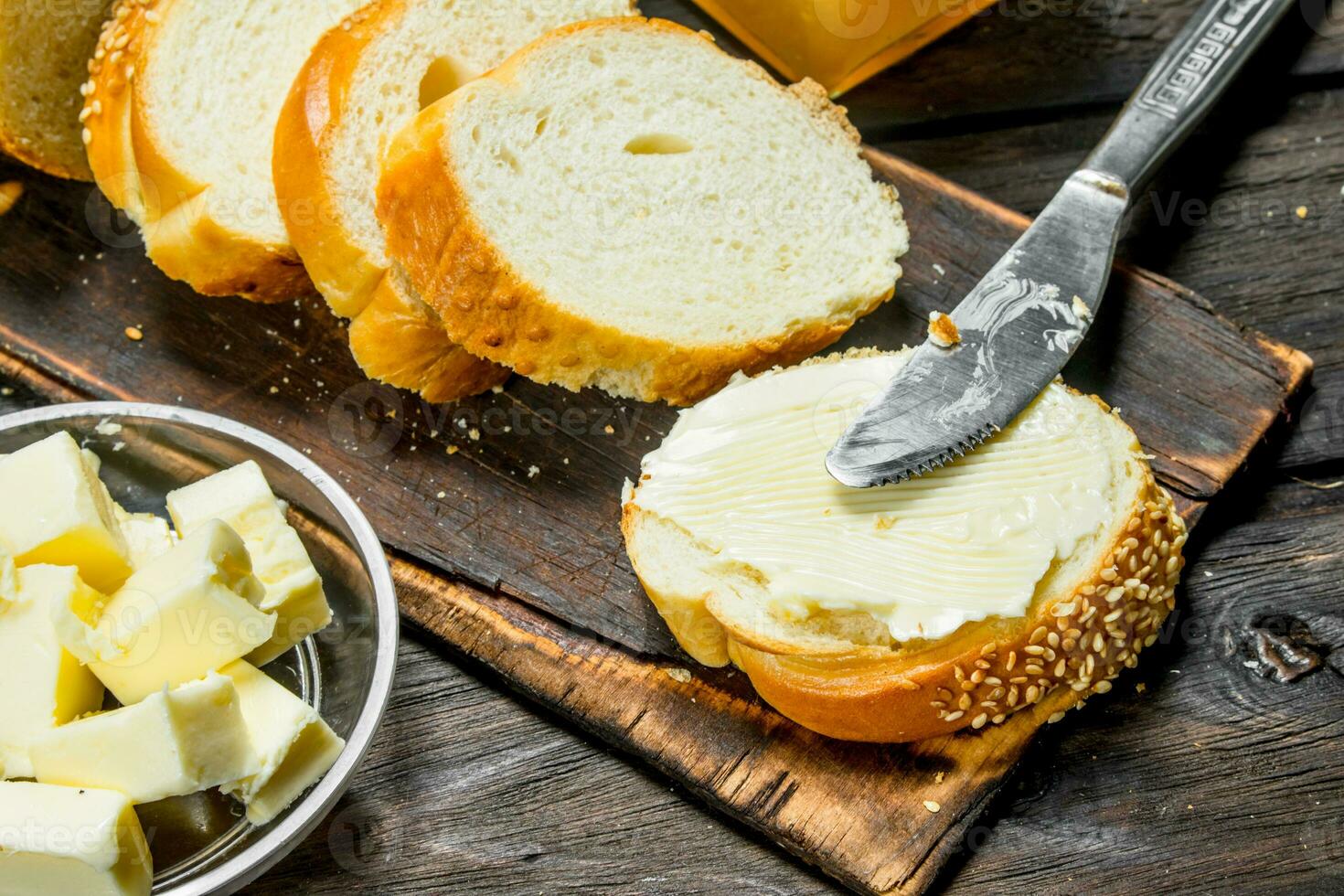 Fresh bread and butter. photo