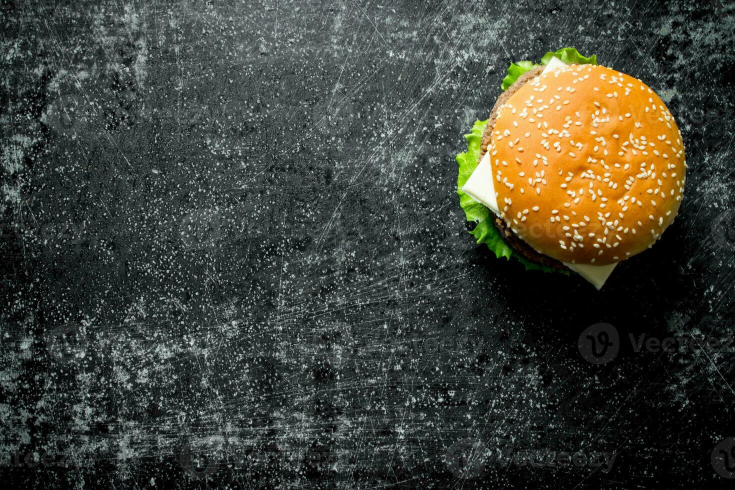 One Burger with beef and herbs. photo