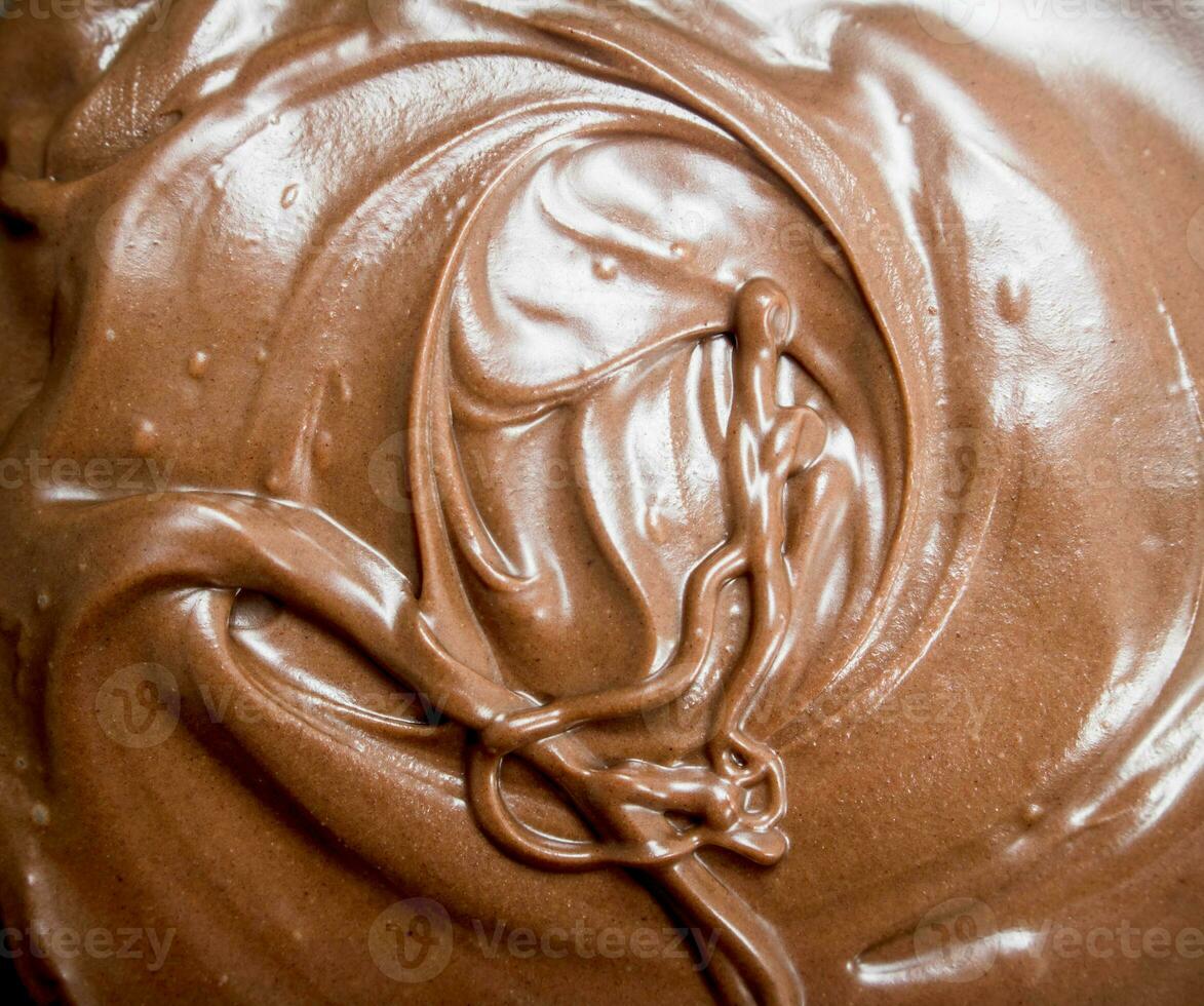 Chocolate paste in bowl . photo
