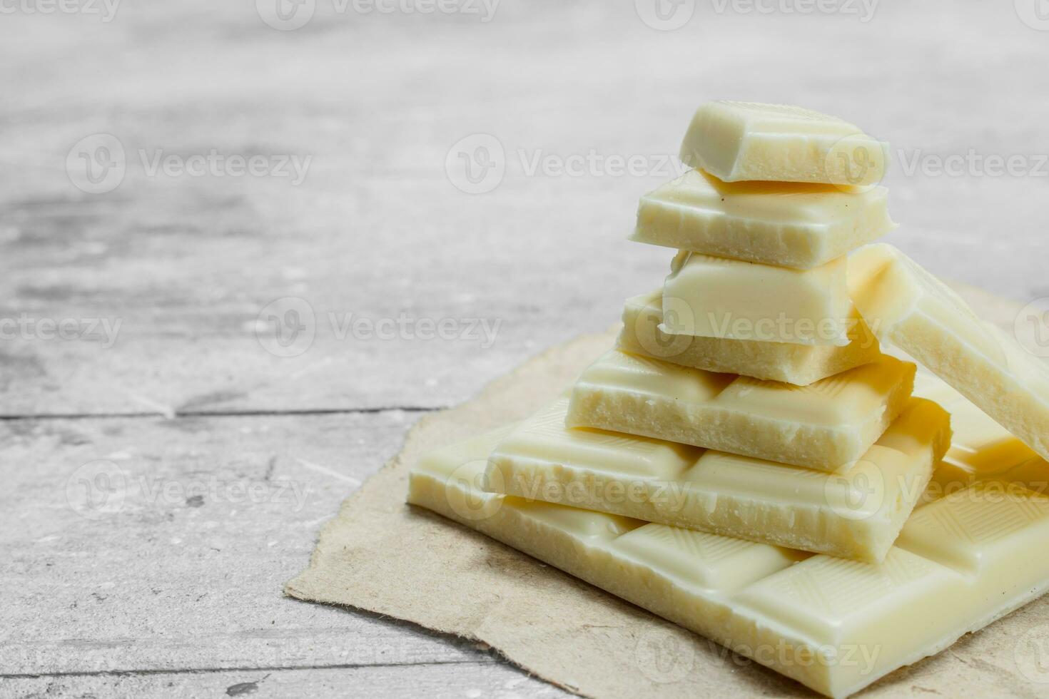 White chocolate on paper. photo