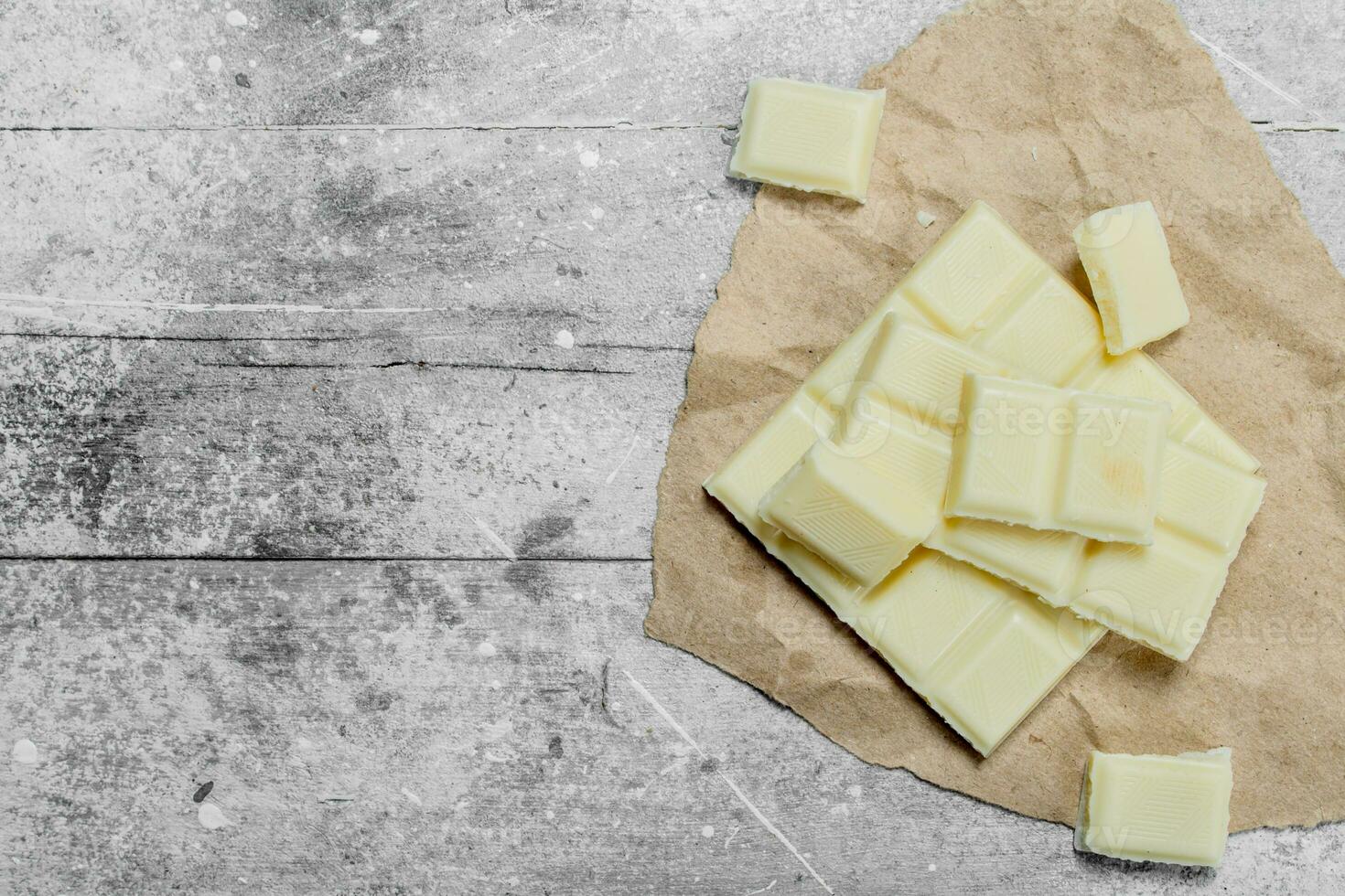 White chocolate on paper. photo