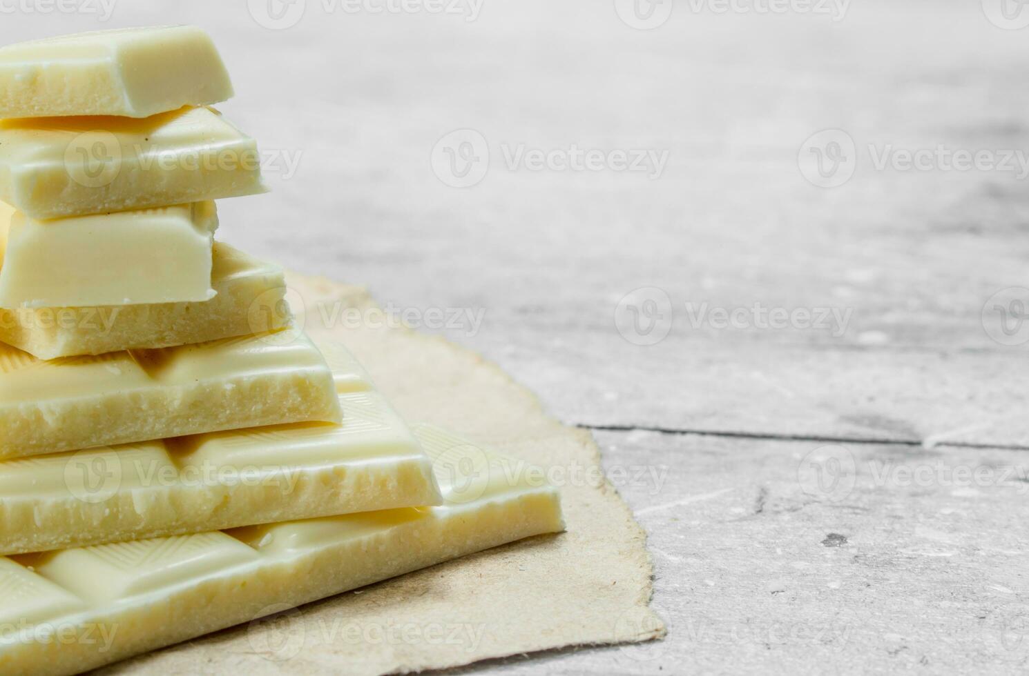 White chocolate on paper. photo