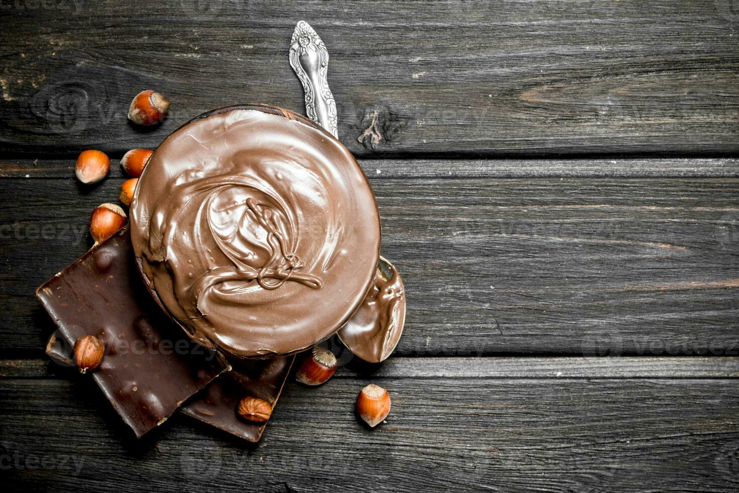 Chocolate paste with hazelnut. photo