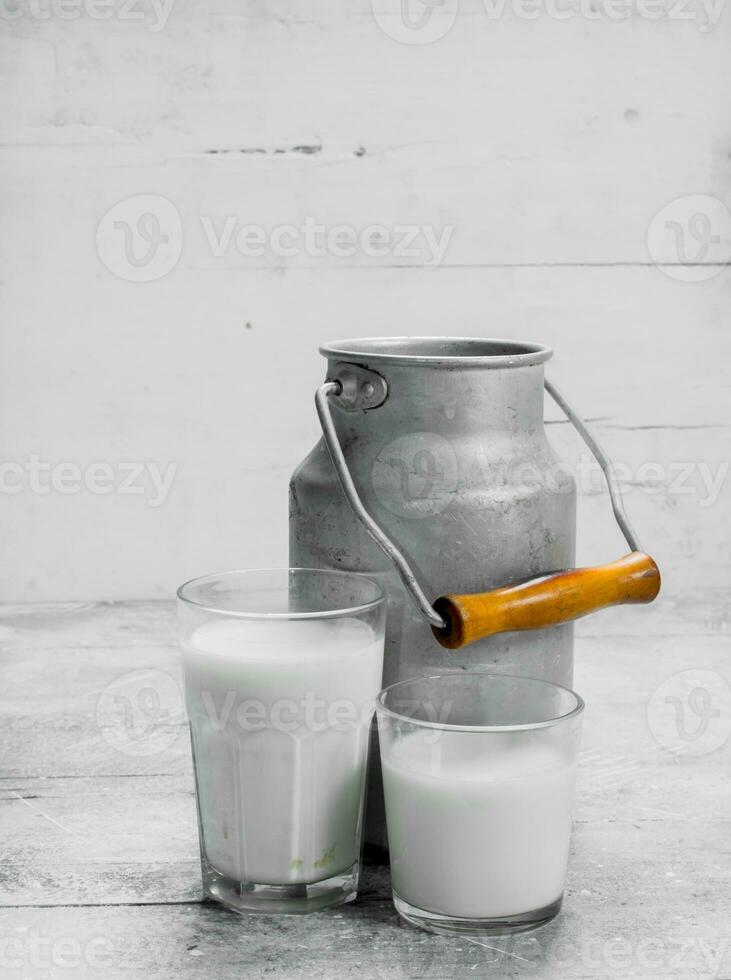 Fresh milk in a can. photo