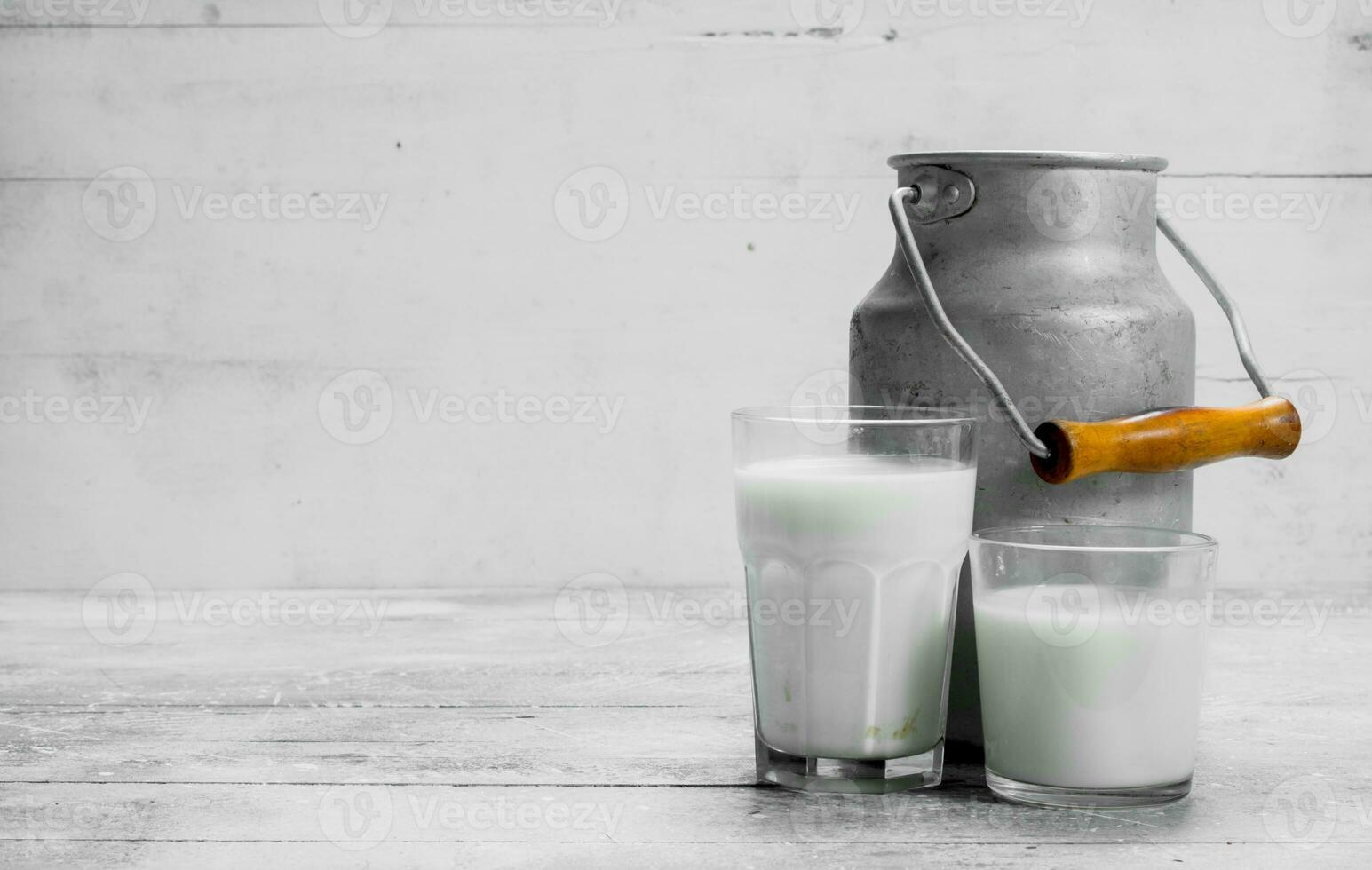 Fresh milk in a can. photo