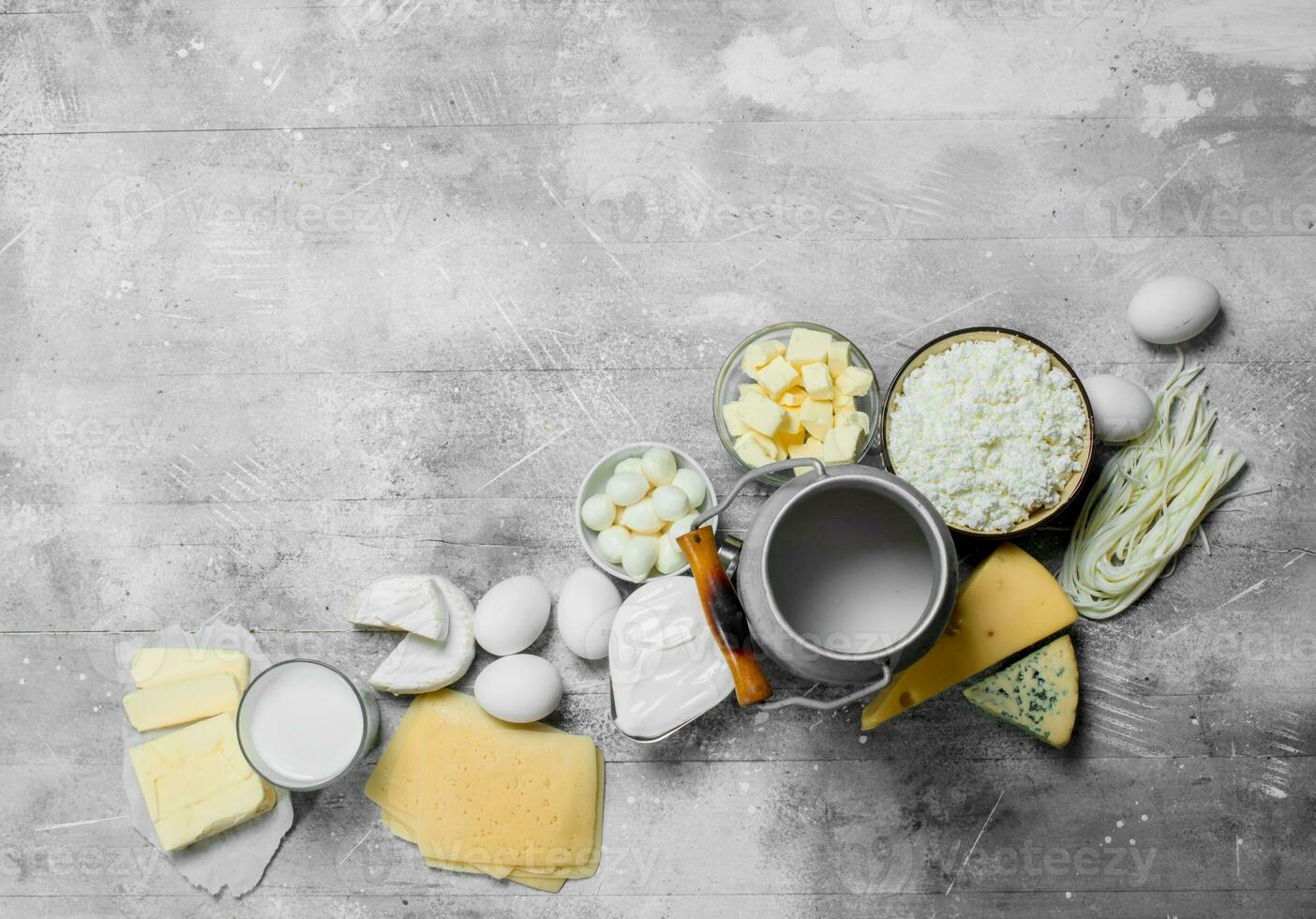 Different types of dairy products. photo