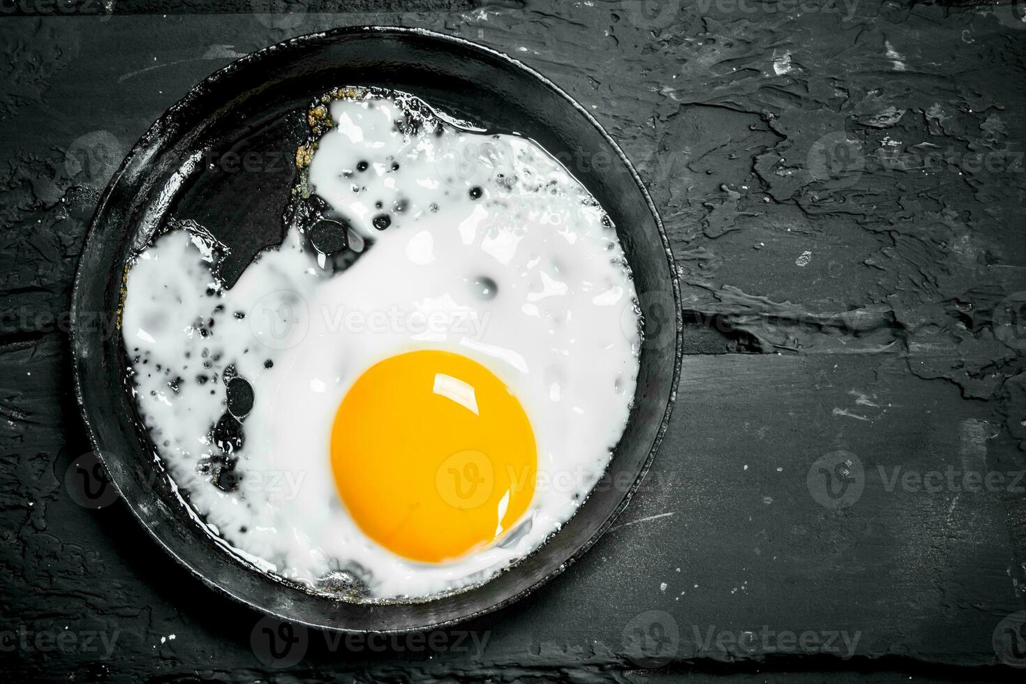 Fried egg in a frying pan. photo